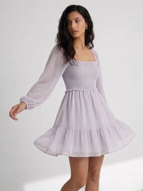 Aritzia Wilfred Tempest Mini Dress Morado Grey Purple Sz S Chiffon Fairycore